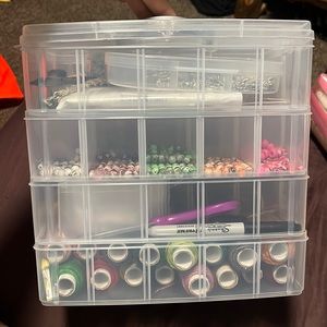 Variety of jewelry making supplies.